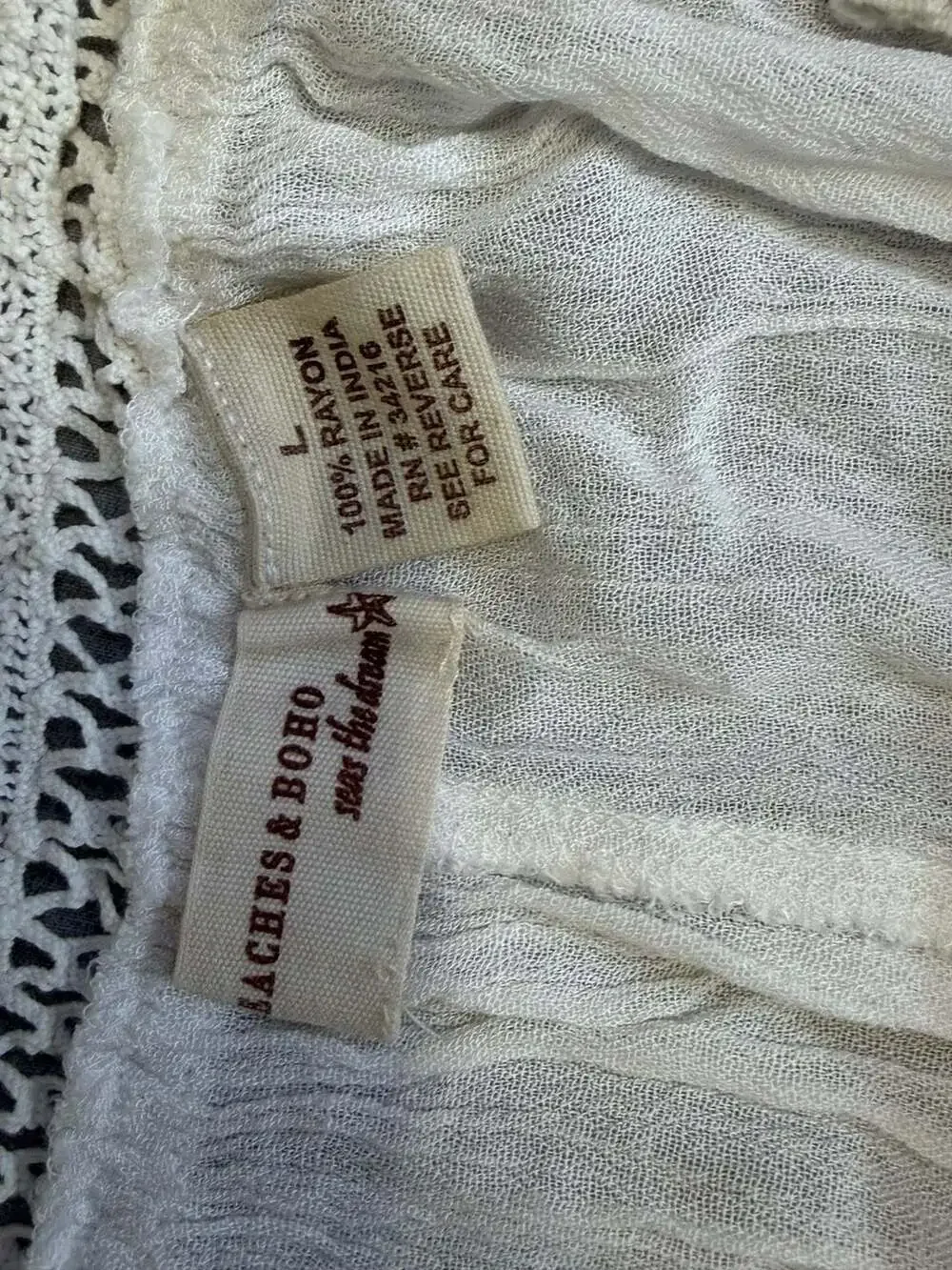 Beaches & Boho White Crochet Waistband High Slit Wide Leg Beach Pants Size Large
